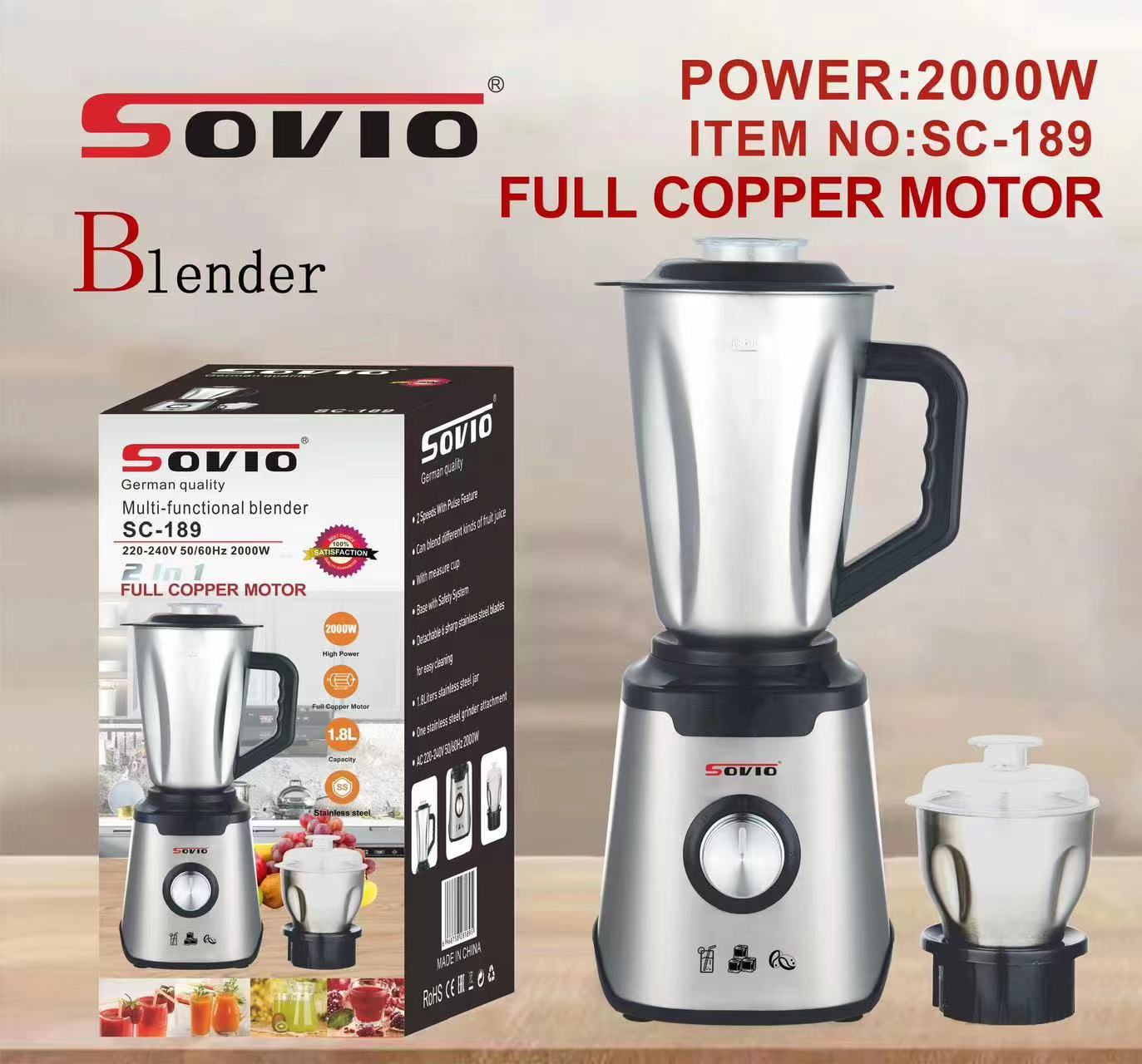 Cross-border SOVIO 2-in-1 Blender Juicer Blender 189 Specification drawing