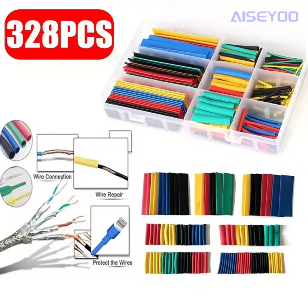 328PCS multi-color environmentally friendly flame-retardant heat shrink tube set box, electrician household wiring data cable, color heat shrink tube pic 1