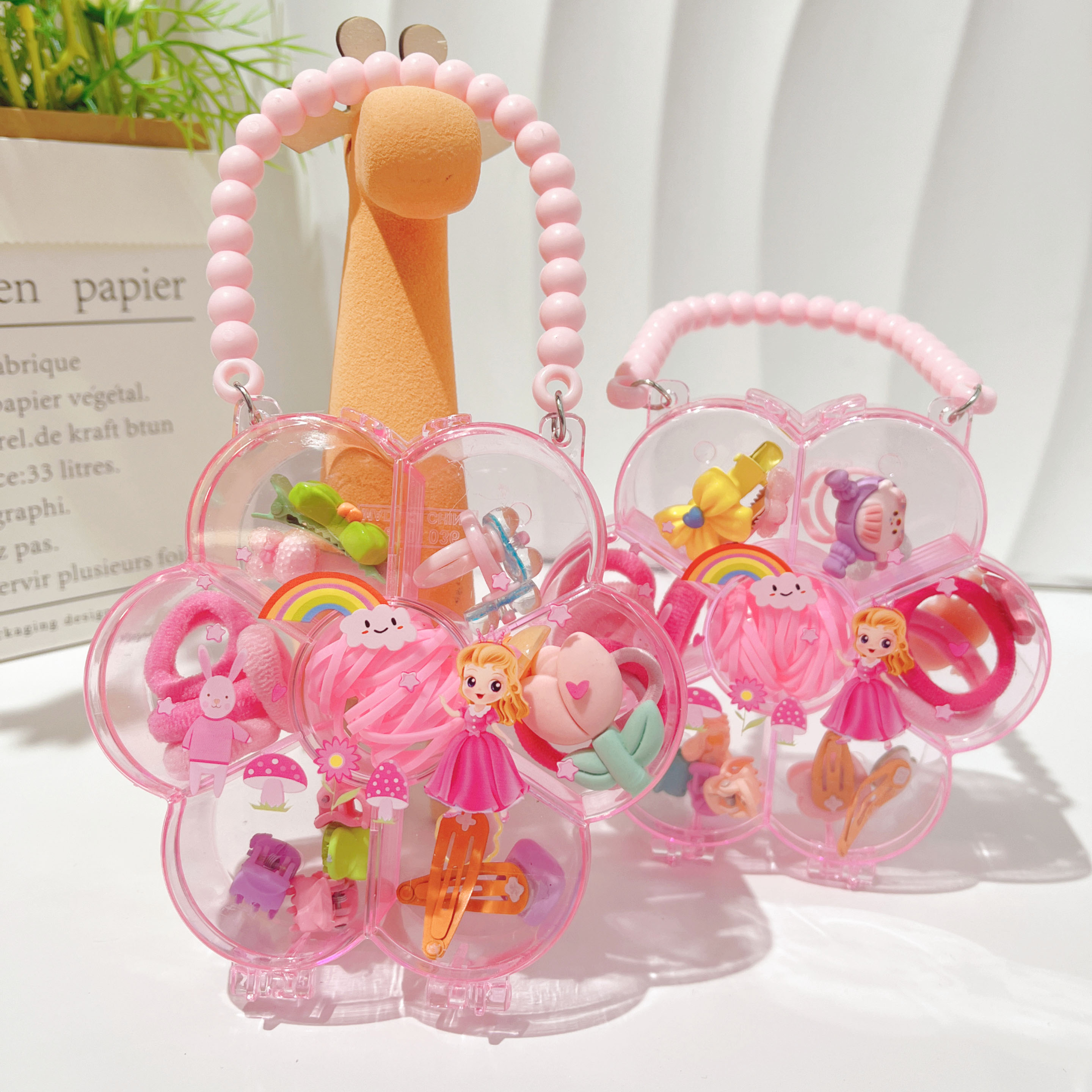 Little girl hair accessory set, rubber band clip ring, long and unbreakable disposable rubber band, cute Korean version accessory gift box, birthday present Application Scenario