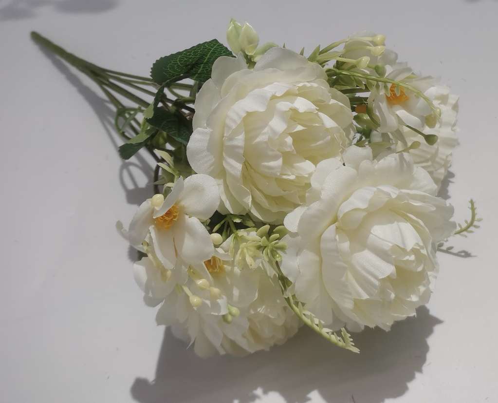 New faux peony filigree flower 7-fork new peony home and hotel engineering decoration shooting prop artificial flower detail image 7