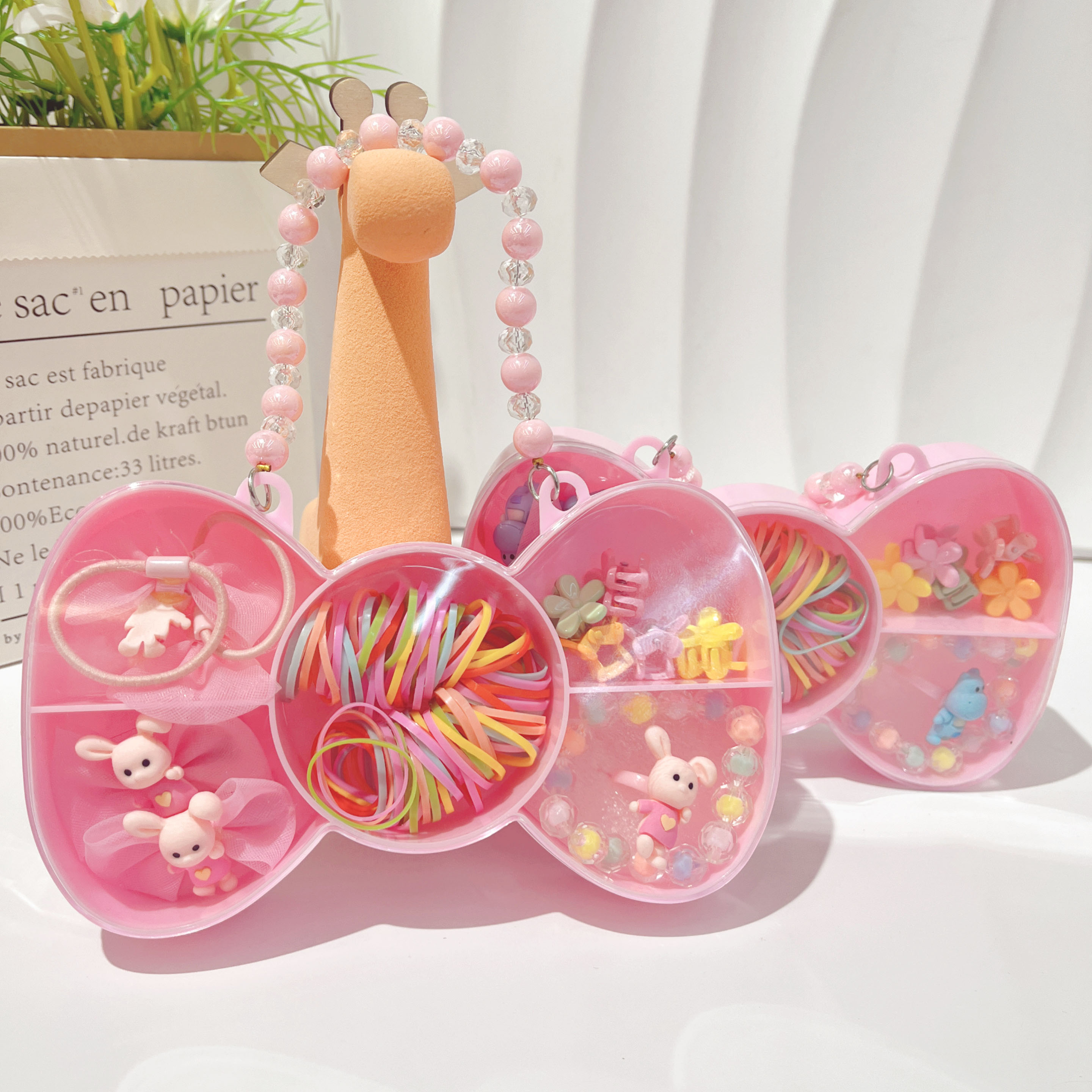 Caja de regalo para niños regalo de cumpleaños bebé clip de pelo pulsera anillo niña bebé portátil conjunto de fiebre versión coreana lindo desechable elástico anillo de pelo cuerda de pelo tendón de cuero pic 1