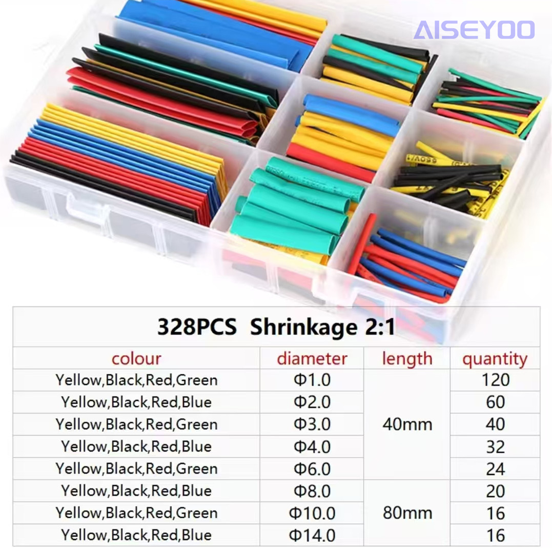 328PCS multi-color environmentally friendly flame-retardant heat shrink tube set box, electrician household wiring data cable, color heat shrink tube pic 2