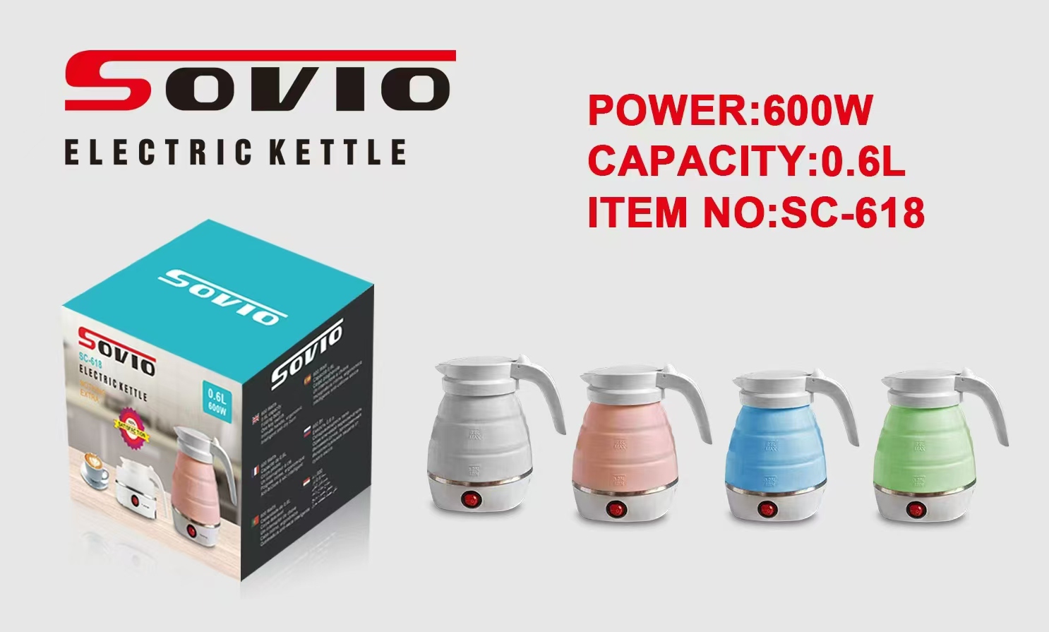 SOVIO Electric Kettle 618 Specification drawing