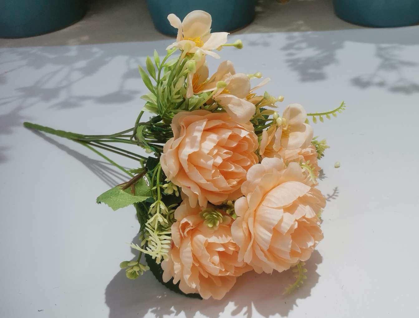 New faux peony filigree flower 7-fork new peony home and hotel engineering decoration shooting prop artificial flower detail image 6