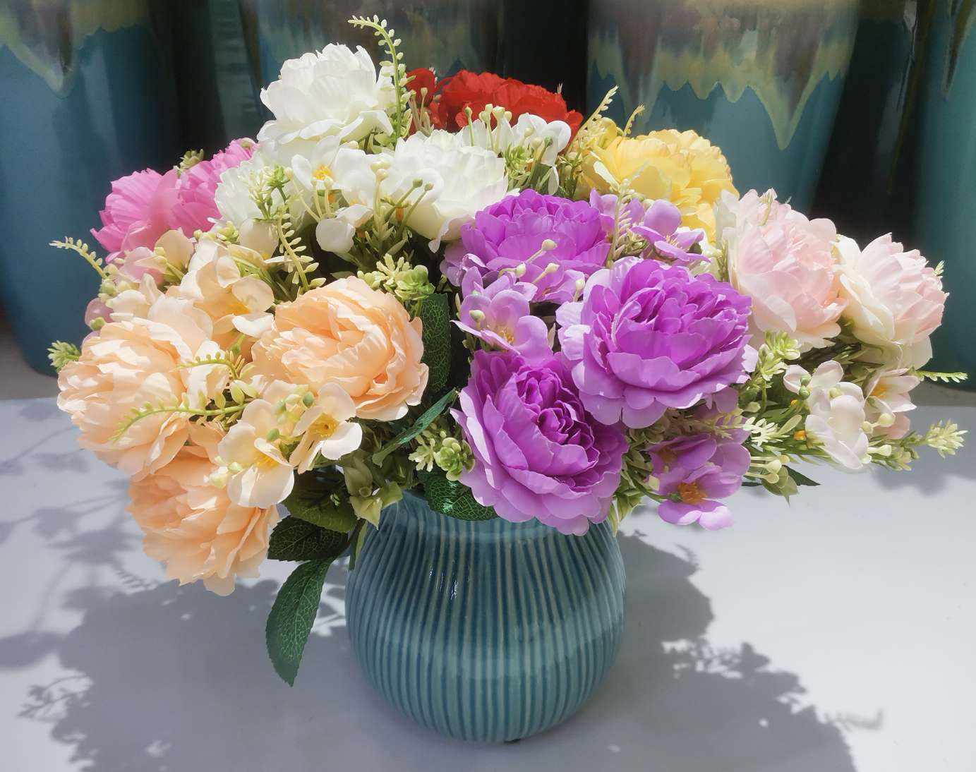 New faux peony filigree flower 7-fork new peony home and hotel engineering decoration shooting prop artificial flower detail image 2