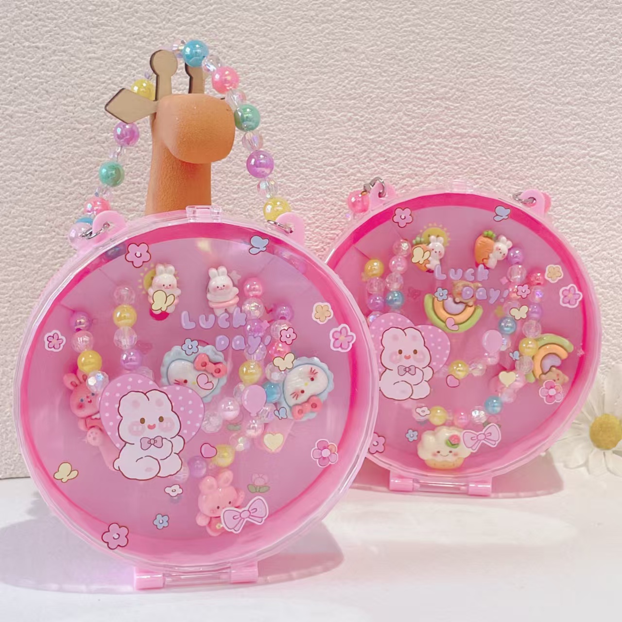 Children's jewelry gift box, baby birthday present necklace, ear clip ring, hair clip gift box set