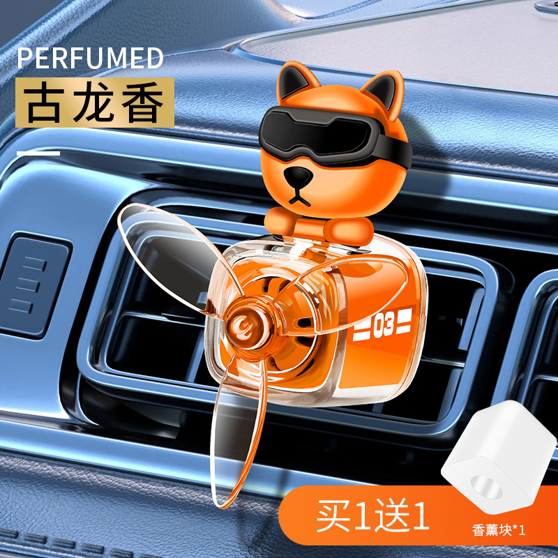 Cross-border new car aroma diffuser, car perfume, long-lasting high-end air outlet clip, fan decorative item, pointed ear dog card Item Picture