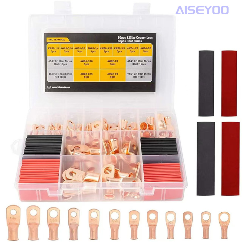 120pcs美规AWG8642铜线耳带热收缩套装60+60pcs管环端子连接器详情1