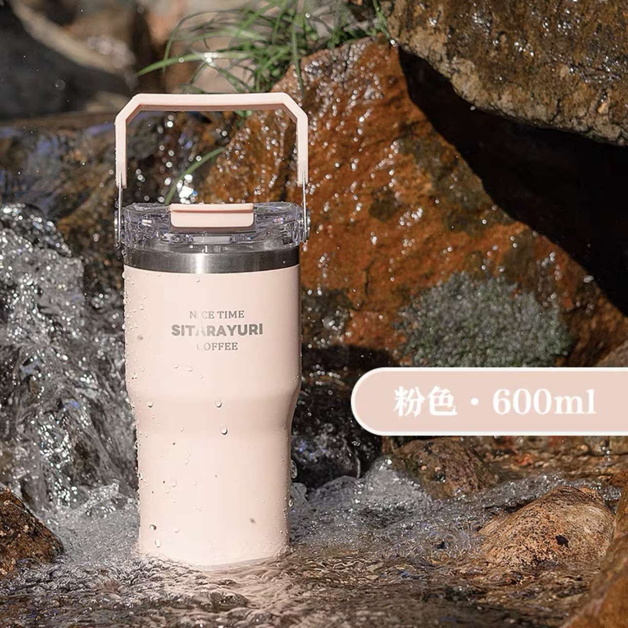 Double-drinking portable fashionable insulated cup detail image 4