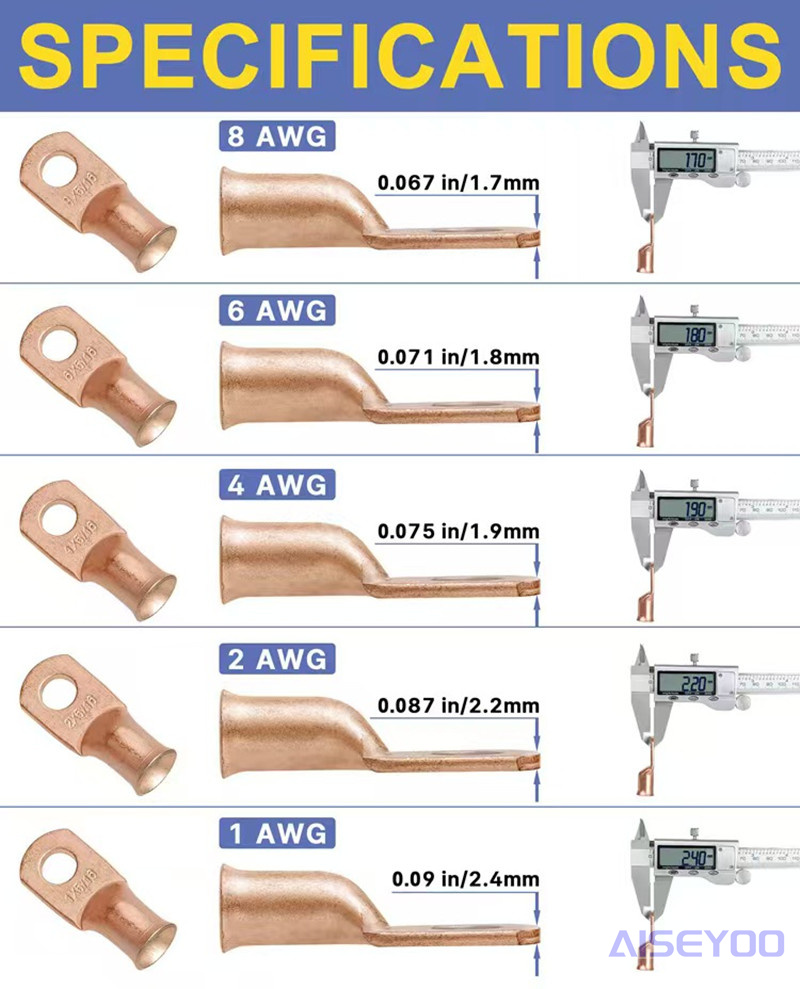 美规AWG76/80PCS铜线接线片带热缩管 3:1 套件AWG6 4 AWG8642详情4