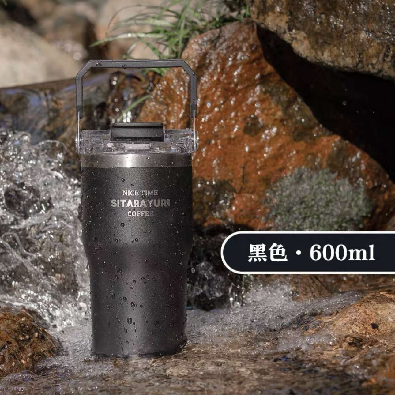 Double-drinking portable fashionable insulated cup detail image 5