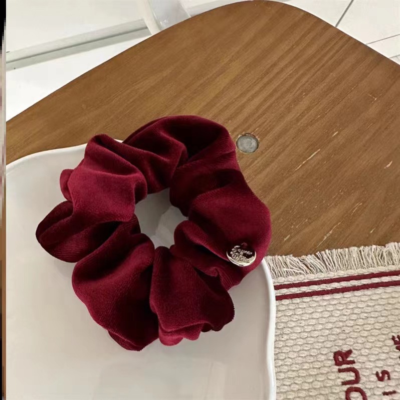 Small gold plate texture velvet hair accessory, large intestine circle, Dongdaemun, South Korea, stylish ins retro ponytail hair band, hair accessory, women's hair tie, hair tie, hair band, hair tie, hair tie, hair tie, hair tie, hair tie, hair tie, jewelry detail image 10