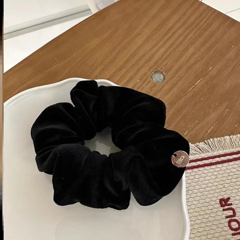Small gold plate texture velvet hair accessory, large intestine circle, Dongdaemun, South Korea, stylish ins retro ponytail hair band, hair accessory, women's hair tie, hair tie, hair band, hair tie, hair tie, hair tie, hair tie, hair tie, hair tie, jewelry detail image 8