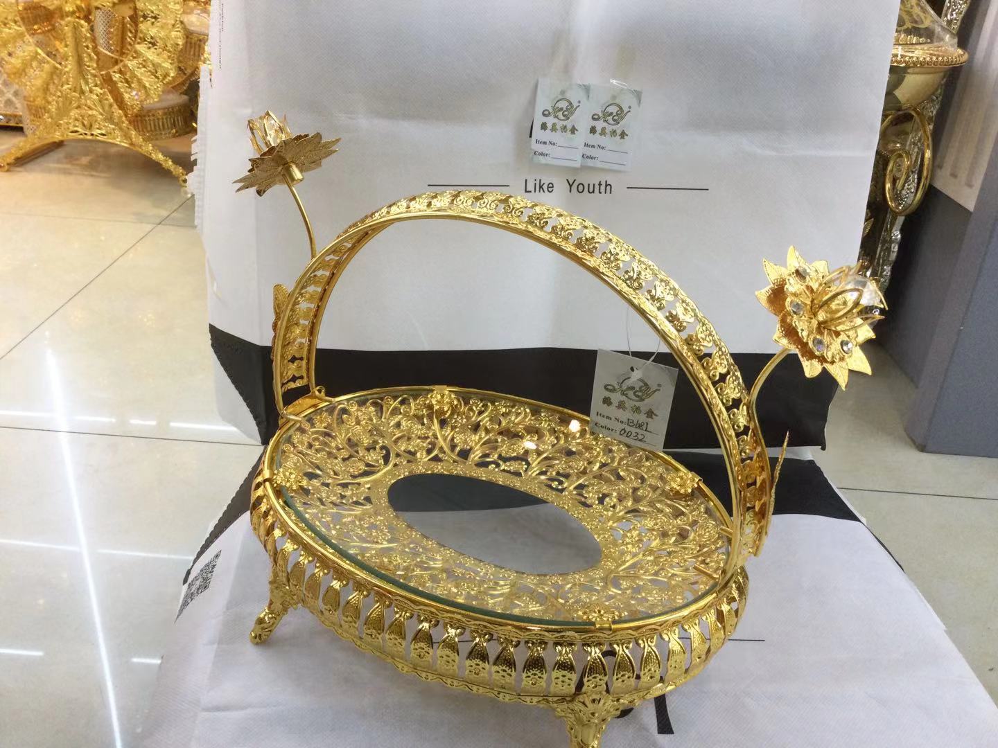 金色玻璃椭圆果盘