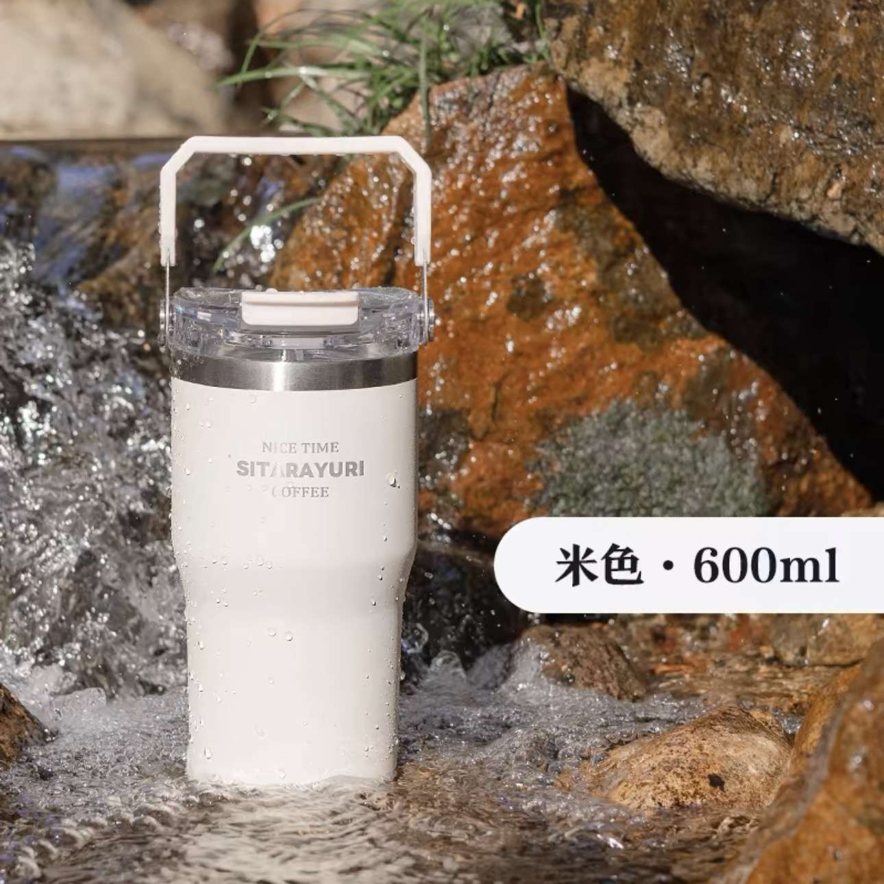 Double-drinking portable fashionable insulated cup detail image 8