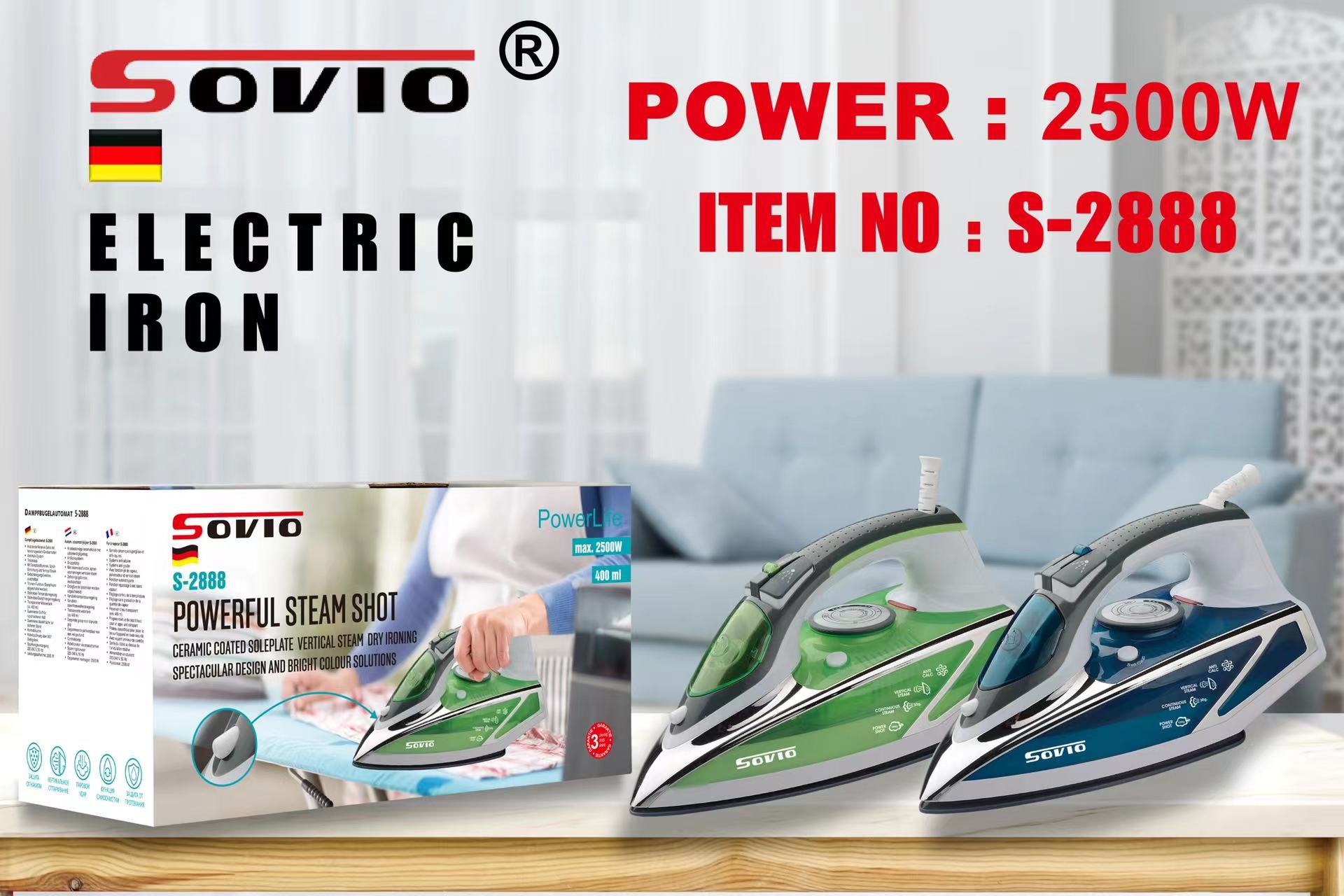SOVIO Electric Iron 2888 Specification drawing