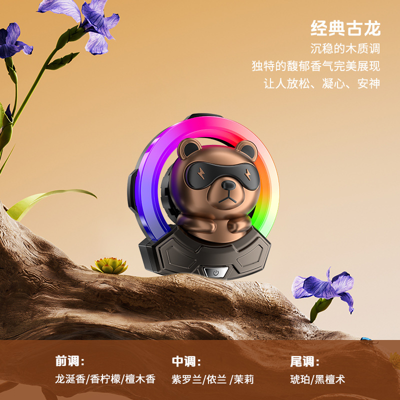 The new car features cute bear ambient lights, air outlets, car aroma diffusers, interior accessories, rhythm lights, and illuminated decorative items Item Picture