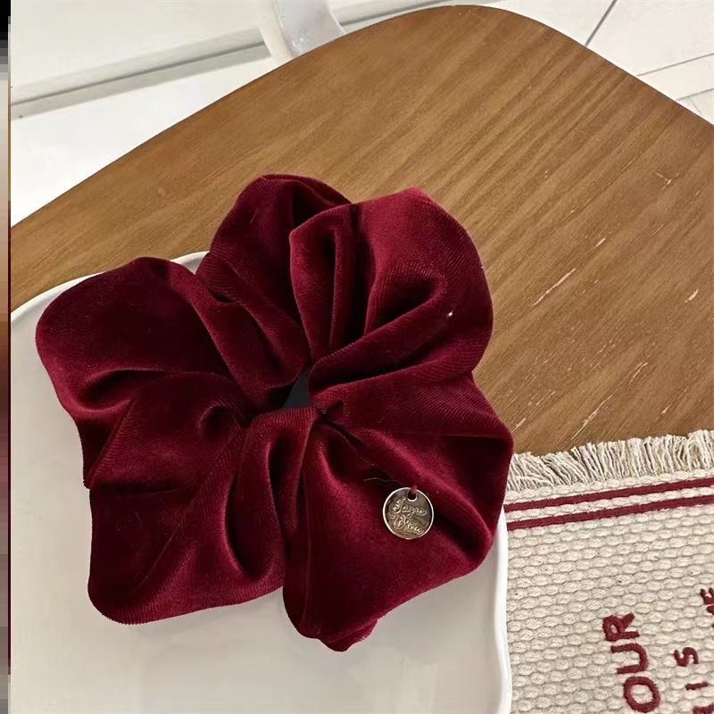 Small gold plate texture velvet hair accessory, large intestine circle, Dongdaemun, South Korea, stylish ins retro ponytail hair band, hair accessory, women's hair tie, hair tie, hair band, hair tie, hair tie, hair tie, hair tie, hair tie, hair tie, jewelry detail image 7