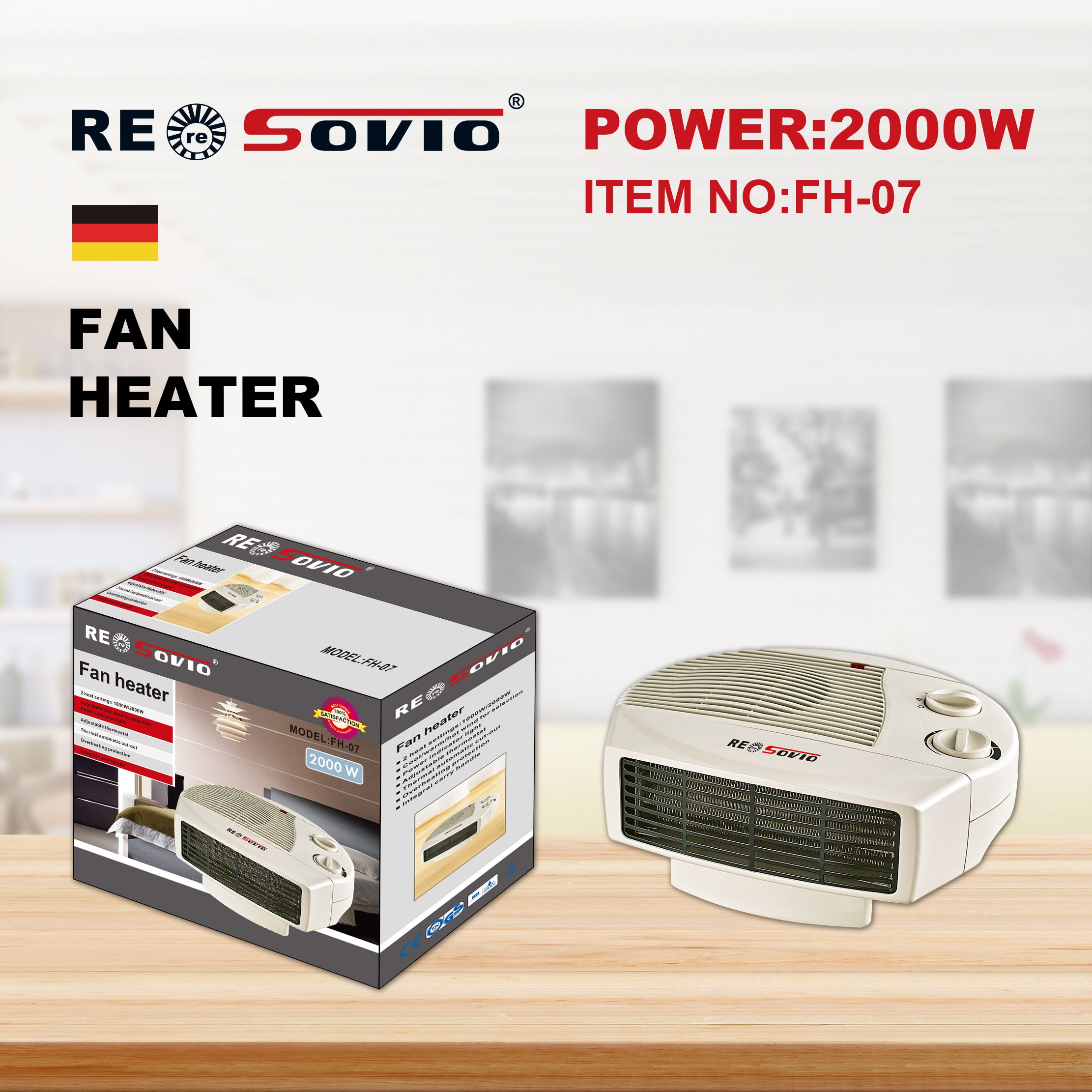 RESOVIO Heater Heater FH-07 Specification drawing