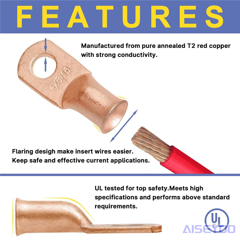 美规AWG76/80PCS铜线接线片带热缩管 3:1 套件AWG6 4 AWG8642详情5