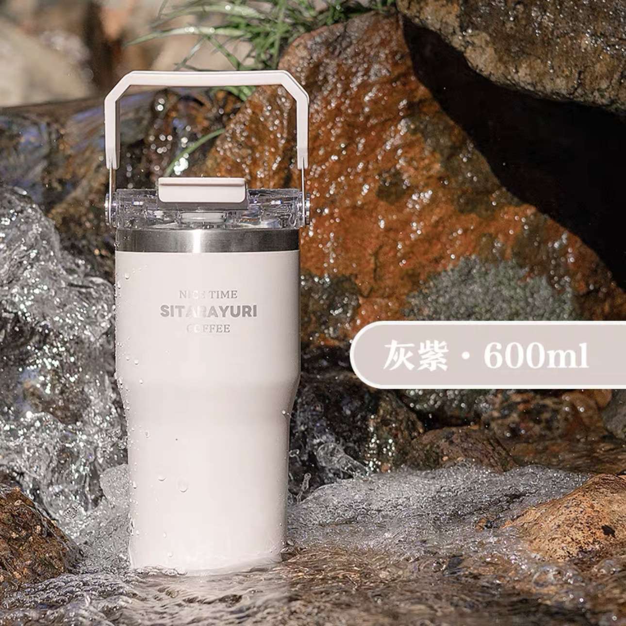 Double-drinking portable fashionable insulated cup detail image 6