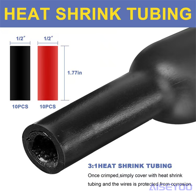 美规AWG76/80PCS铜线接线片带热缩管 3:1 套件AWG6 4 AWG8642详情7