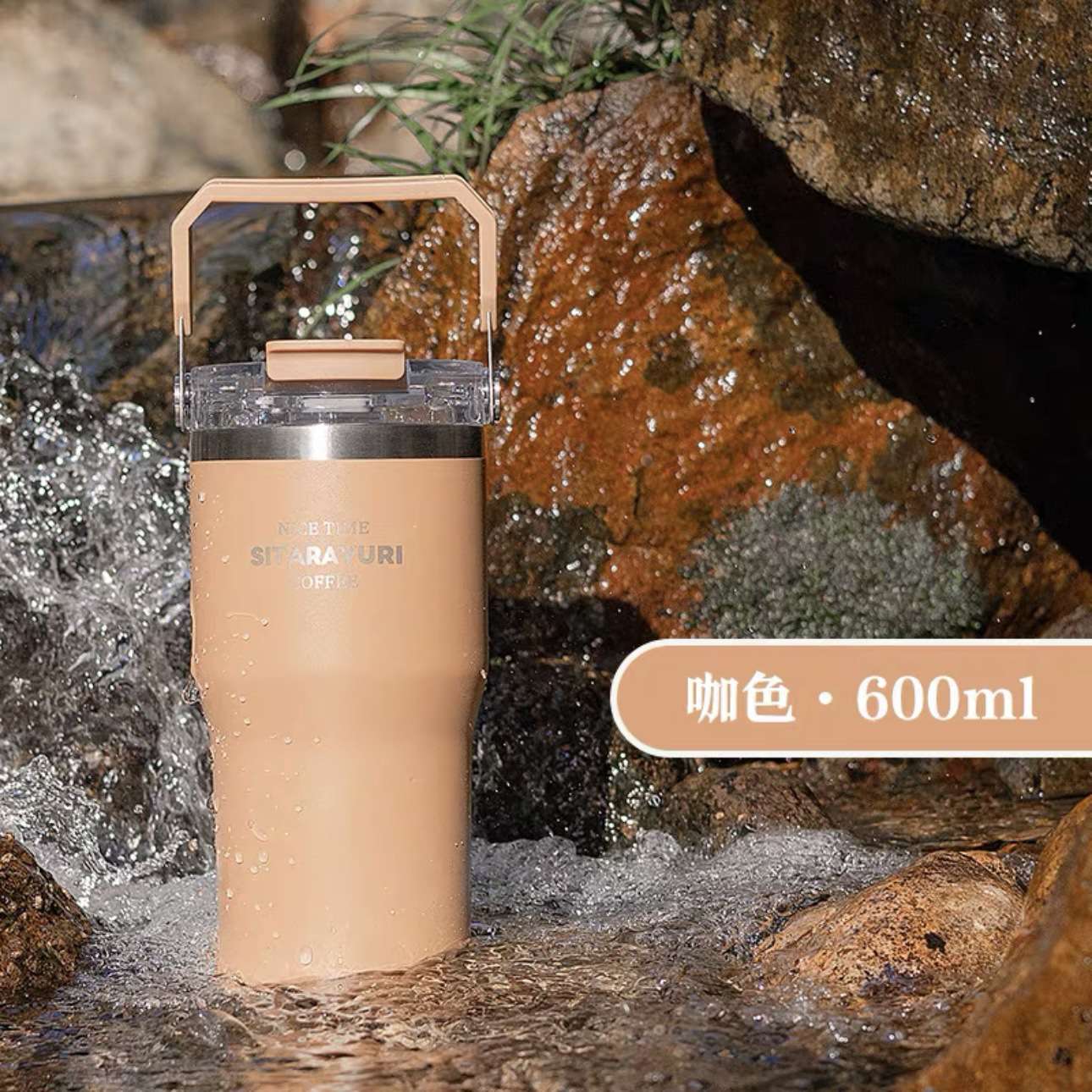 Double-drinking portable fashionable insulated cup detail image 7