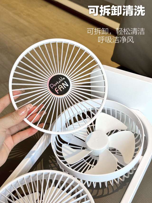 新款双头电桌面风扇 USB充电式风扇户外大风力空气循环扇双层电扇详情图12