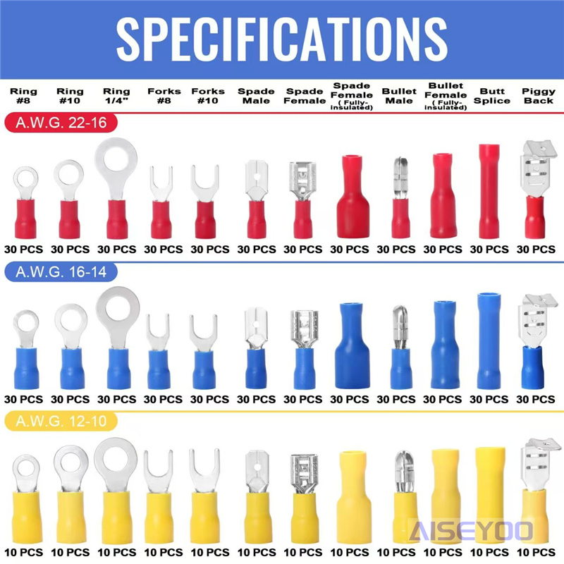 840PCS wire connectors, insulated wire crimping terminals, hybrid butt connectors, cold-pressed bare terminals, box-packed cold-pressed wiring terminals pic 3