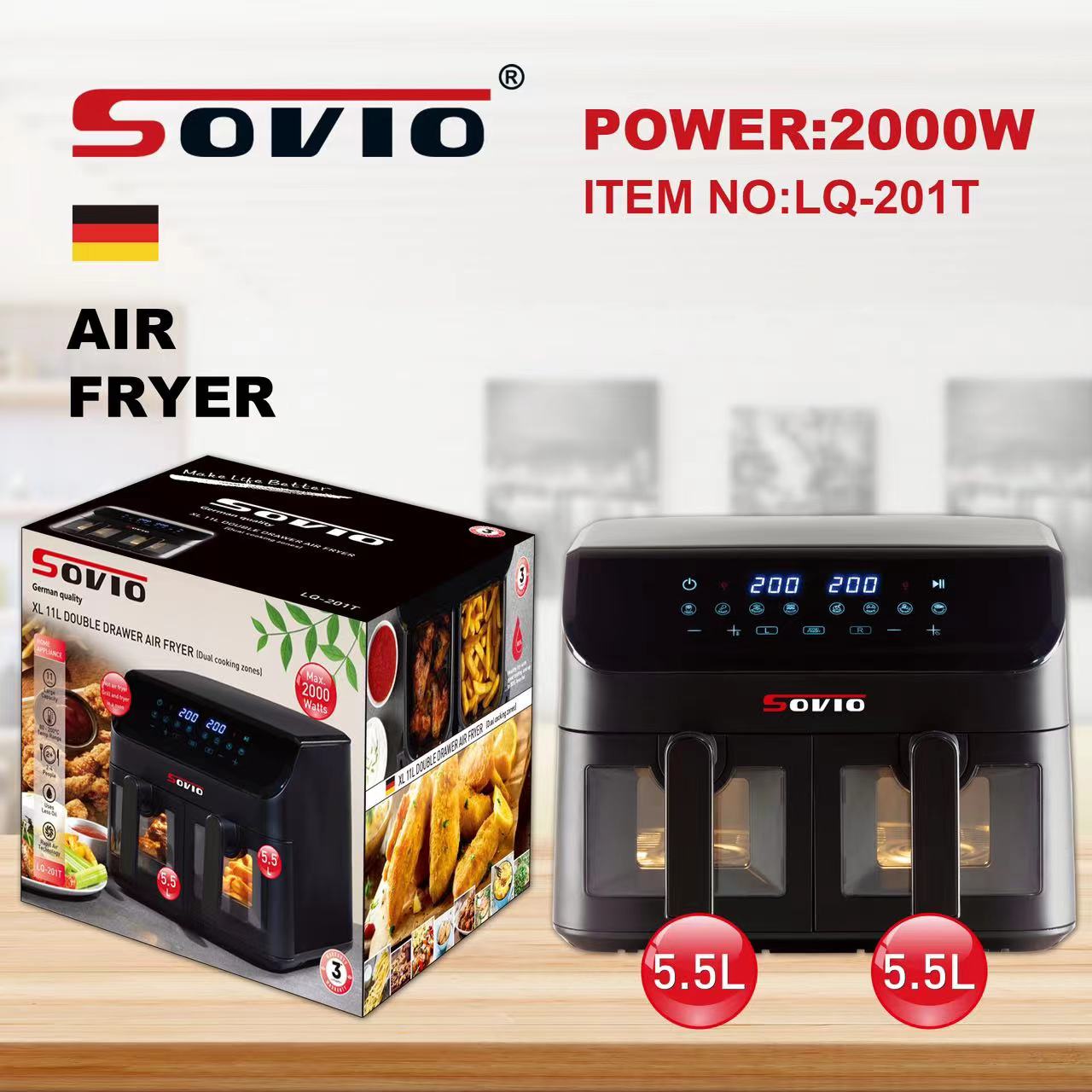 SOVIO Air Fryer Double boiler LQ-201T Application Scenario