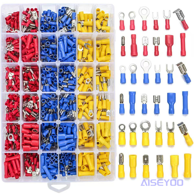 840PCS wire connectors, insulated wire crimping terminals, hybrid butt connectors, cold-pressed bare terminals, box-packed cold-pressed wiring terminals pic 1