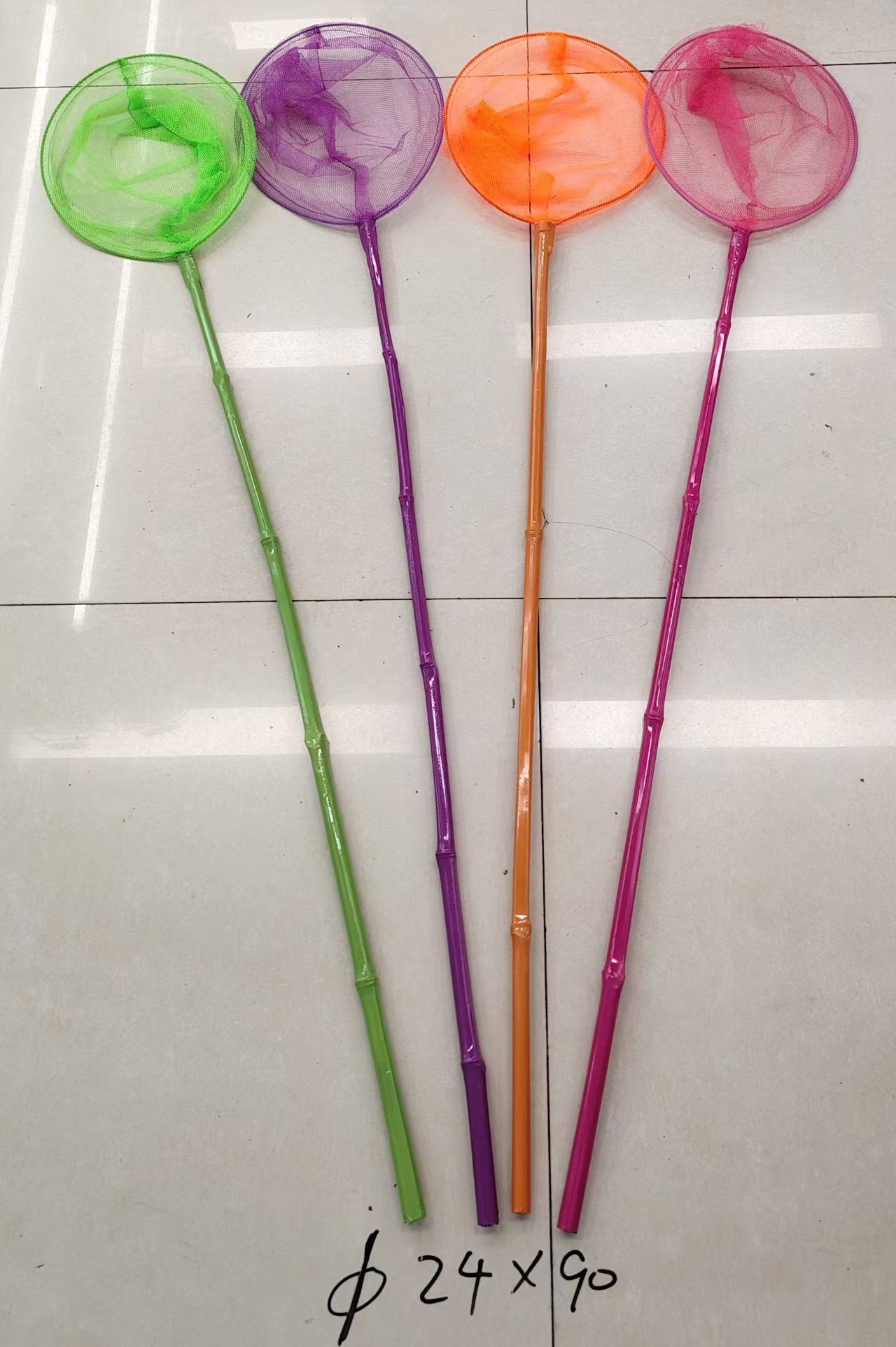 24*90cm 竹子套塑蝴蝶网捕虫网 水族捞鱼网
