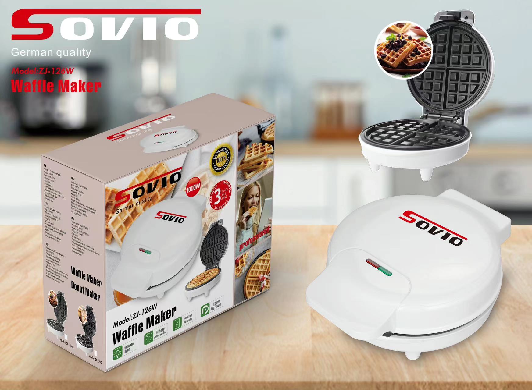 SOVIO Sandwich Maker Waffle Maker ZJ-126W details Picture