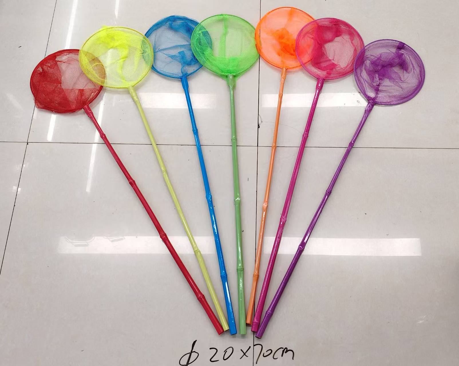 20*70cm 竹子套塑蝴蝶网捕虫网 水族捞鱼网7色