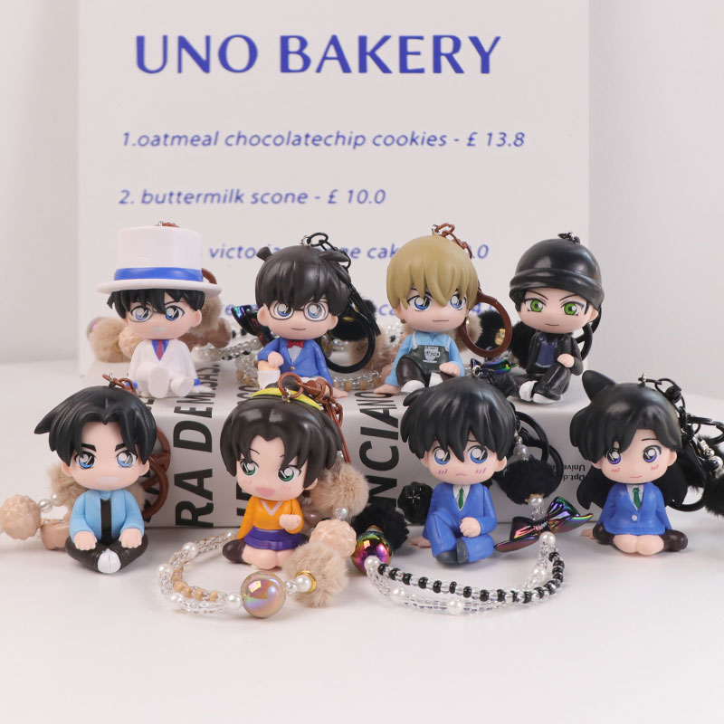 8 Q-style Conan figurines, Kaito Kid Conan Childhood Blind Box Gacha Car Cake Figurine, Anime Figurine details Picture