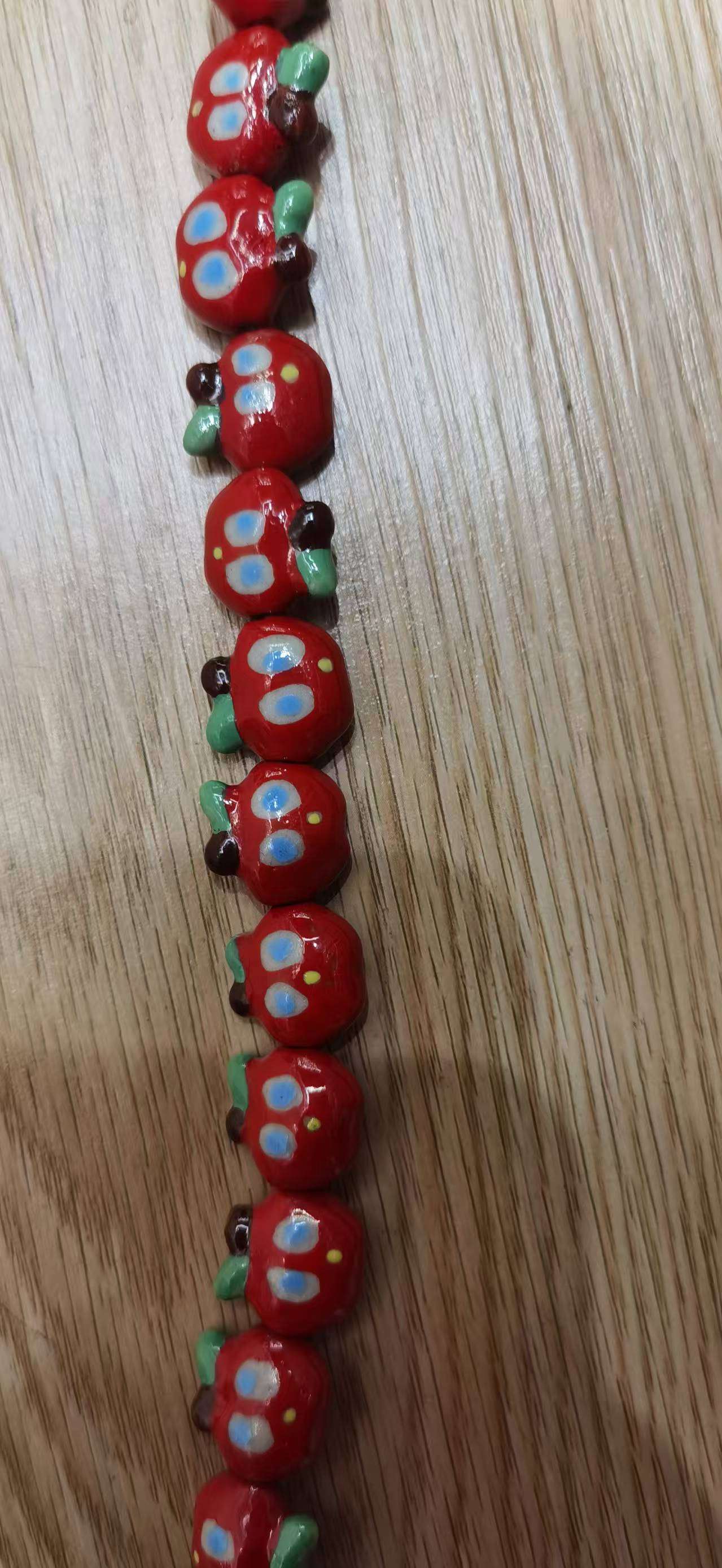 可爱仿真立体爱心苹果DIY串珠摆件手链吊坠项链材料饰品配件