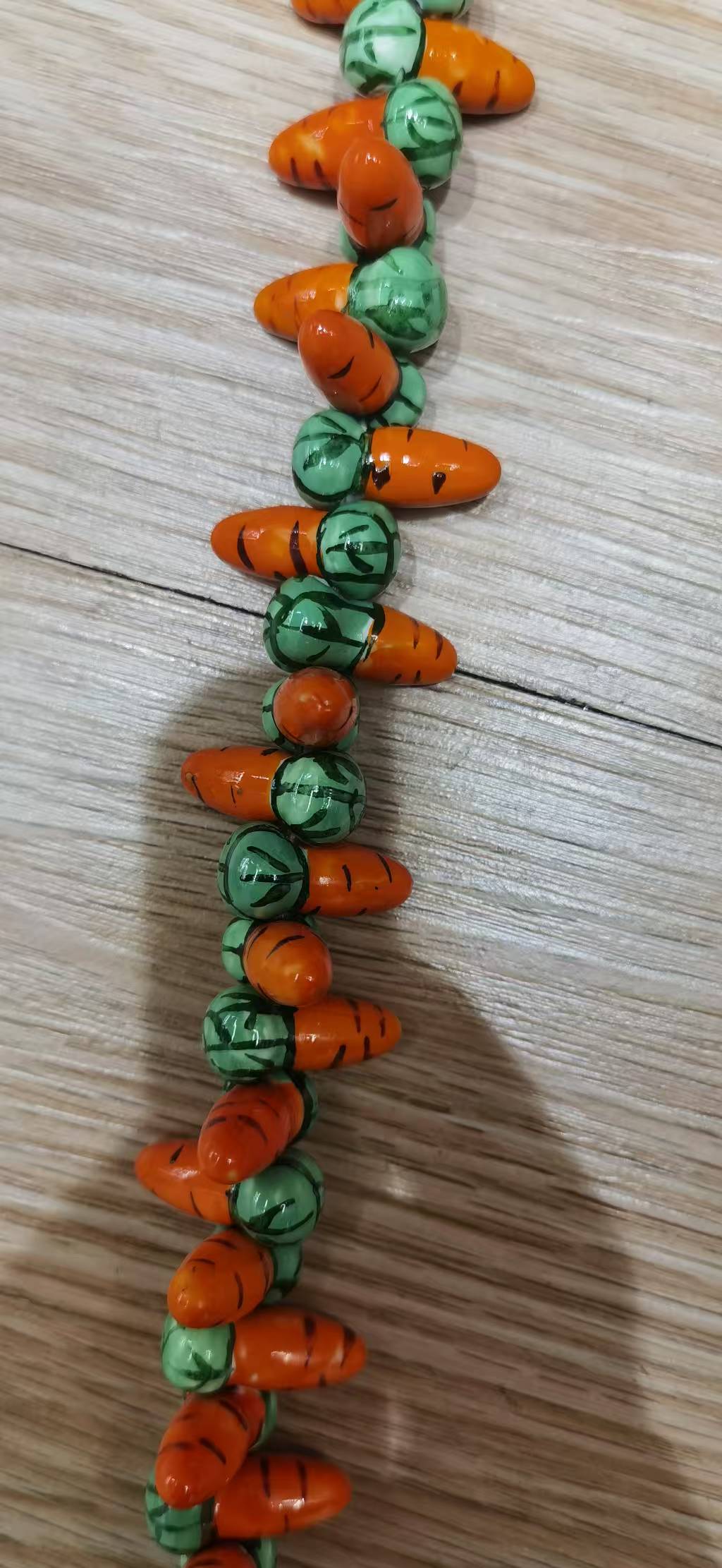 日系可爱陶瓷胡萝卜手绘手工绘画散珠diy饰品配件手链材料饰品diy