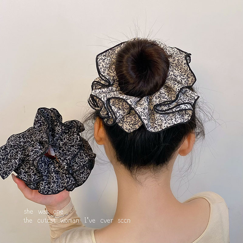 法式浪漫手工镂空大肠发圈洛丽塔四层大号蕾丝花边发圈扎头发头花