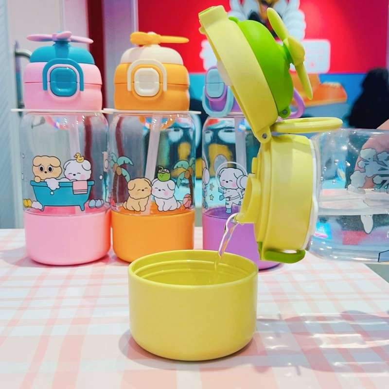 X152-XBD-2021 Children's water cup New portable plastic cup large capacity kettle summer cute straw cup full figure