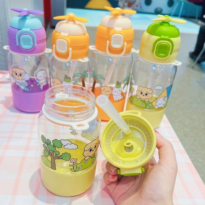 X152-XBD-2021 Children's water cup New portable plastic cup large capacity kettle summer cute straw cup details Picture