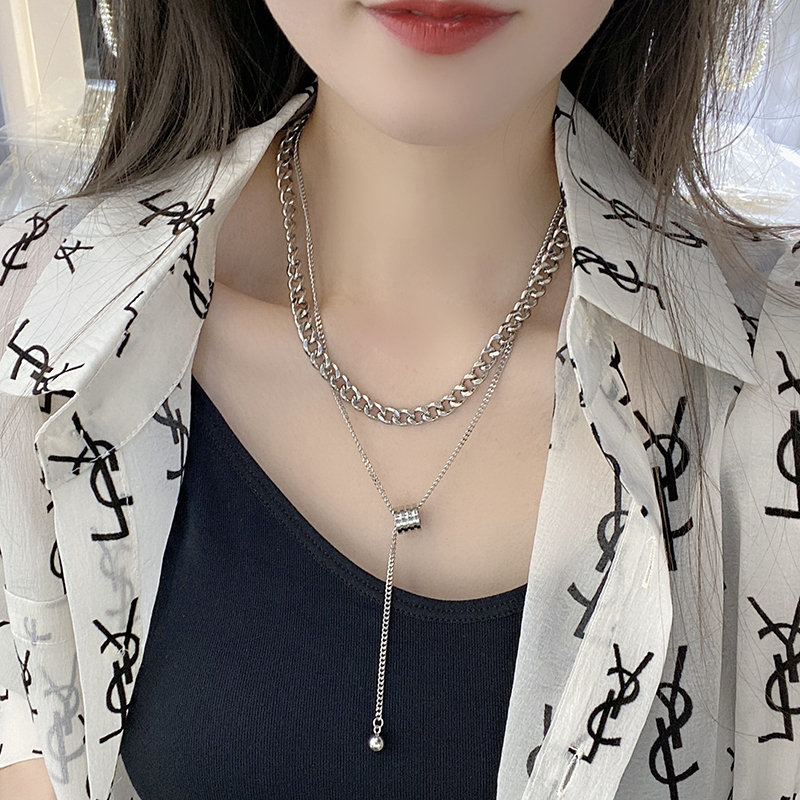 欧美ins潮流钛钢项链复古双层叠戴锁骨链女冷淡风颈链饰品欧美ins潮流钛钢项链复古双层叠戴锁骨链女冷淡风颈链饰品欧美in