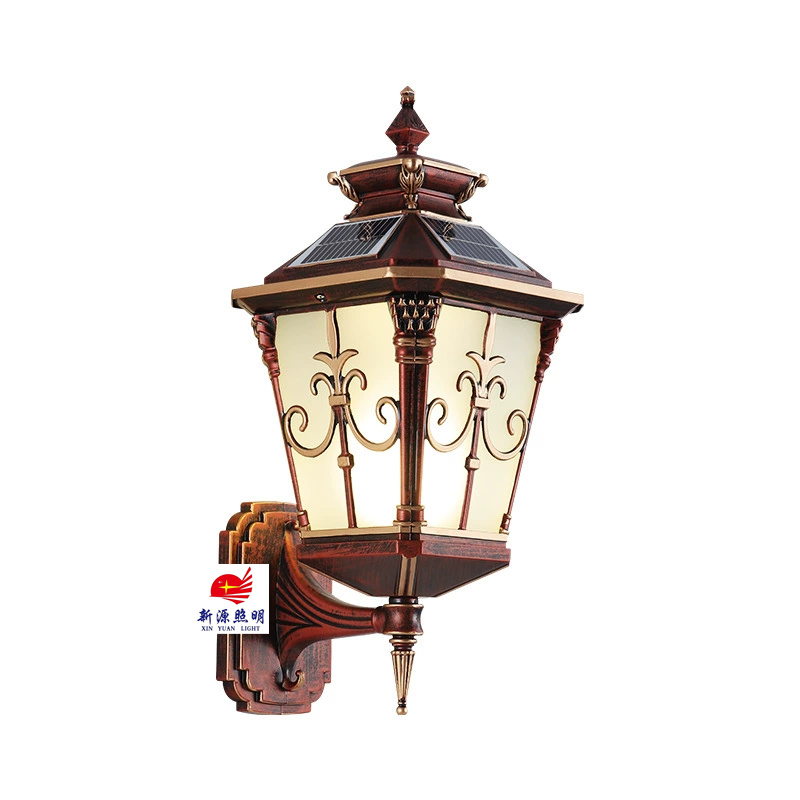 Solar wall lamps, outdoor wall lamps, outdoor lamps, entrance lamps, door columns, villa waterproof courtyard lamps, garden lamps, American style Specification image
