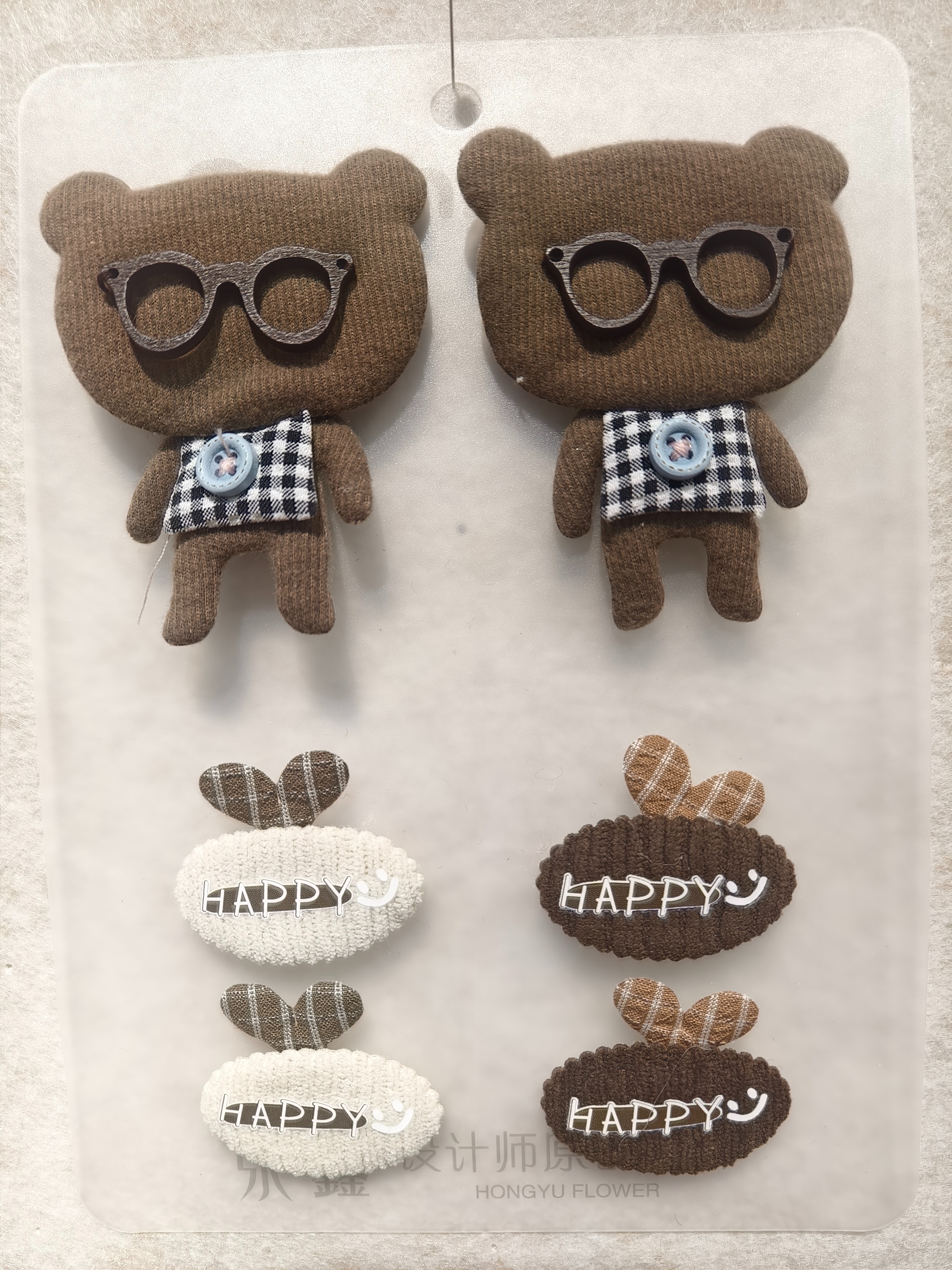 Quanxin Accessories Fabric art DIY clothing hat socks accessories Design handmade ornaments Japan and South Korea cute decoration Bear Oval knot round dog gauze shape cartoon hanging toy diy Quan clothing toy cotton gauze details Picture