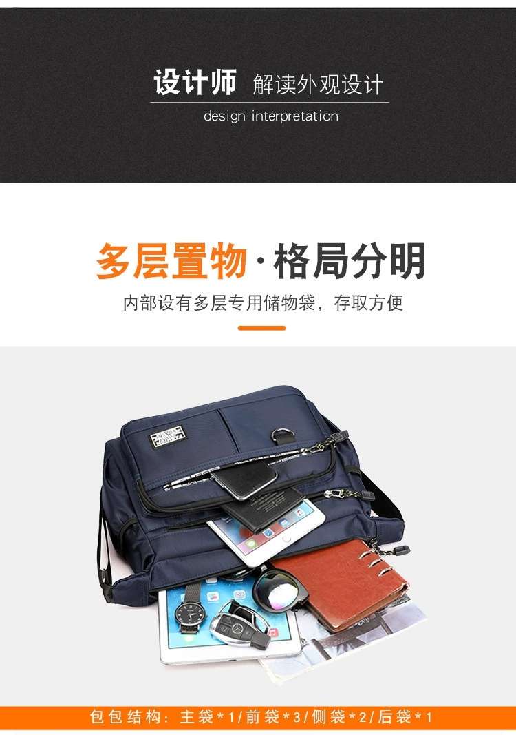 新款大容量男包单肩包耐磨背包多口袋包商务休闲男士斜挎包 详情图5