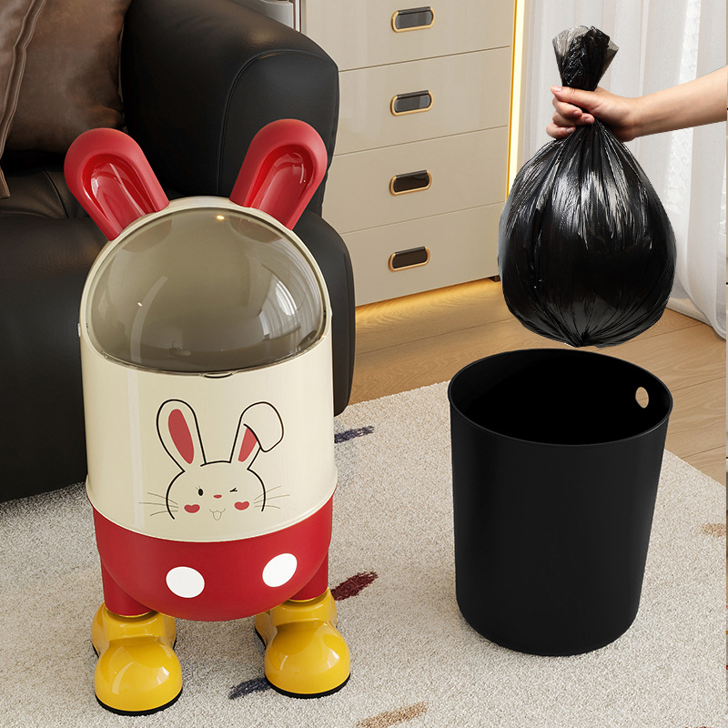 J01-7007-1-2 Creative cartoon flip can high appearance level garbage kitchen living room trumpet multi-functional details Picture