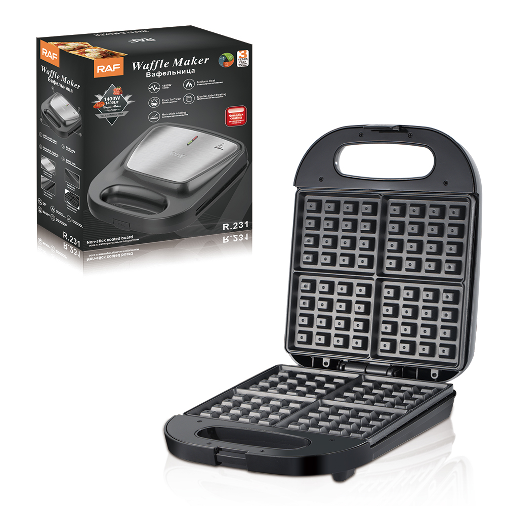 RAF European-style multi-functional electric barbecue grill, household waffle machine, toast and bread machine, 4-slice waffle breakfast machine details Picture
