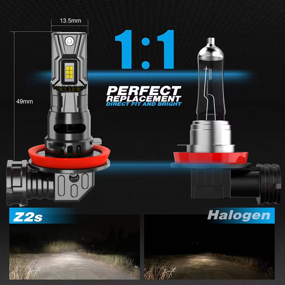 Cross-border 1:1led headlights Replace H11 fog lights Super bright H4 headlights Integrated in-line car led headlights details Picture