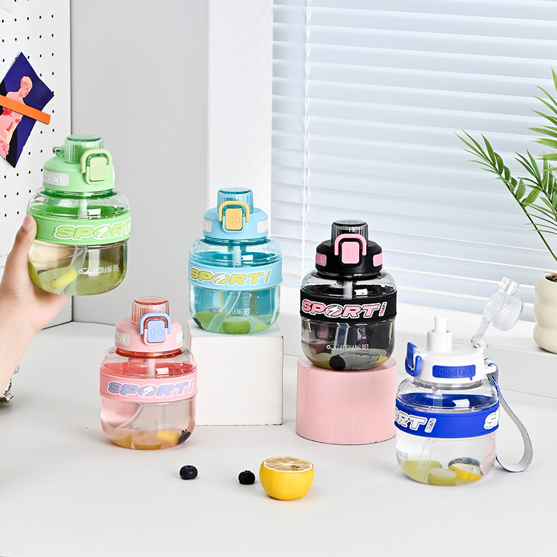 B70-9287 Fashion net celebrity Ton Ton cup Cute colorful fat cup thickened elastic-cap double drink sports straw cup details Picture