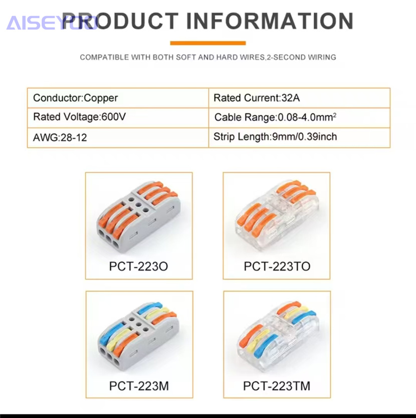 PCT quick-press type terminal block, quick-press type lamp 4-square 4-hole three-in and three-out color transparent electrical measurement hole pic 3