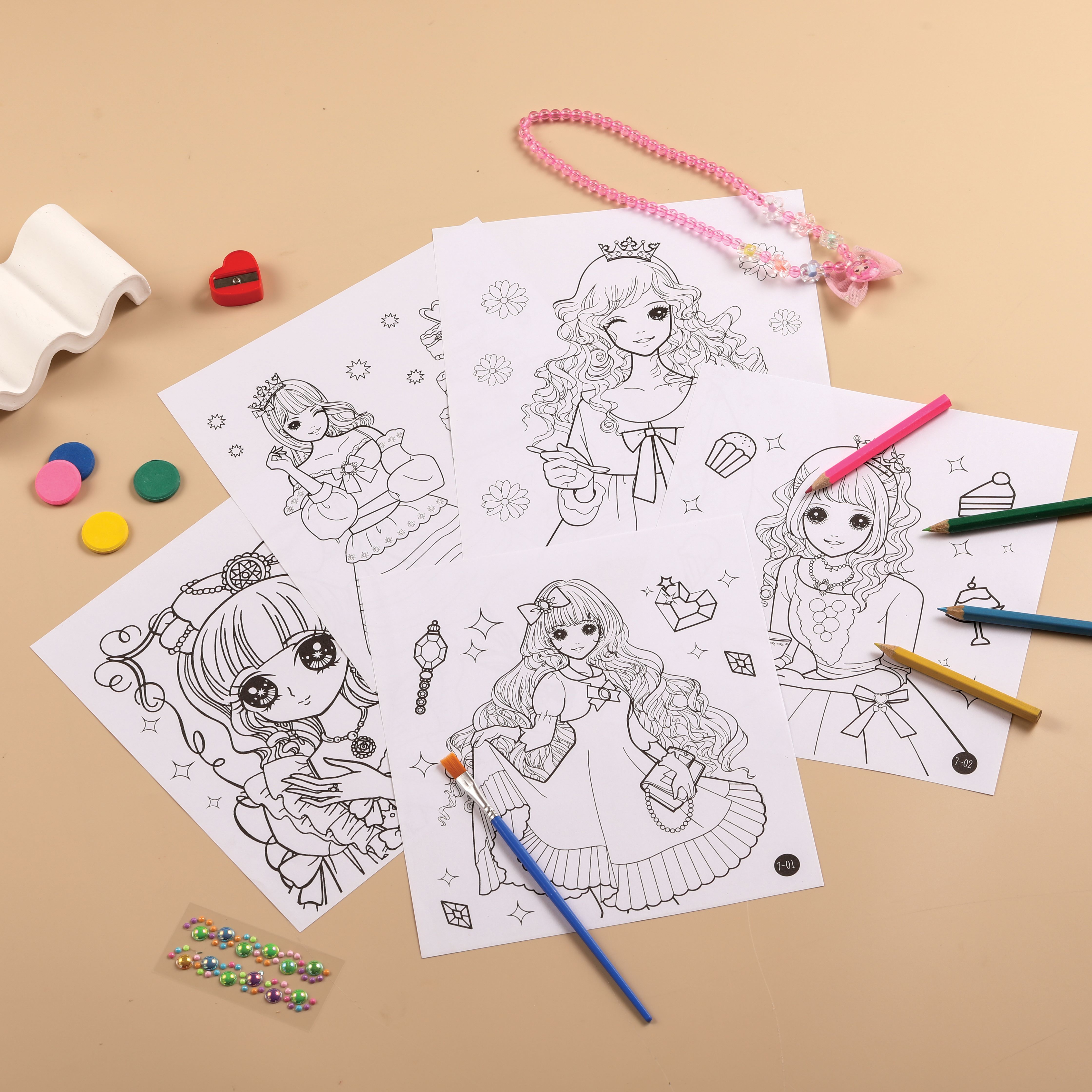 Children's drawing set, DIY children's necklace, colored pen gift box, drawing and doodling set, Coloring set details Picture